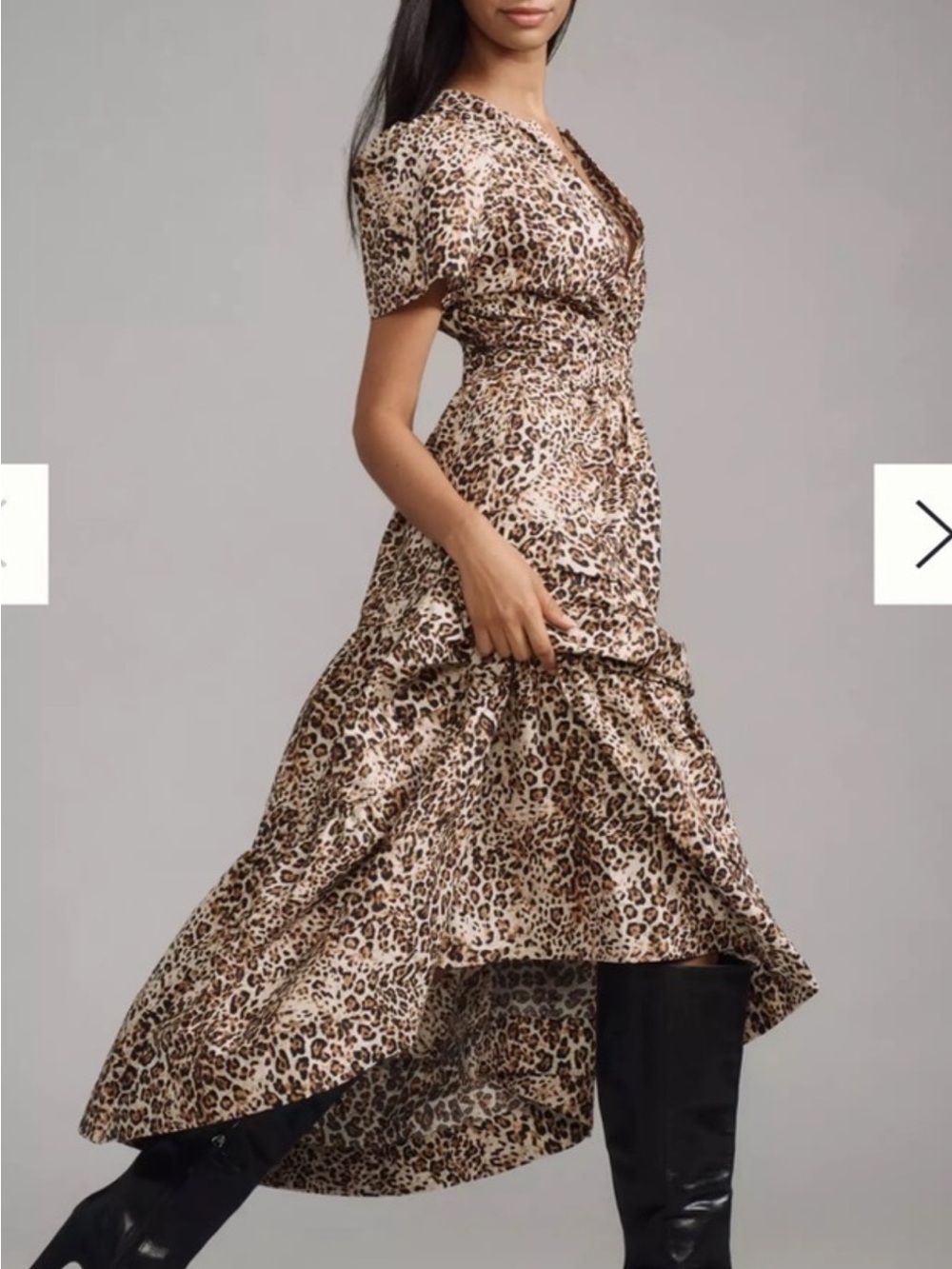 Anthropologie Somerset Leopard Print Tiered Midi Dress